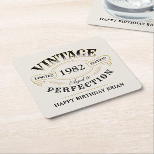 Porta-copo De Papel Quadrado Parto Dourado Vintage Envelhecido Até Perfeição