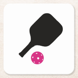 Porta-copo De Papel Quadrado Pás de picleball e bolas cor-de-rosa