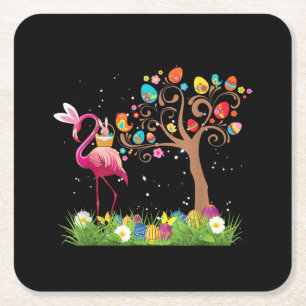 Porta-copo De Papel Quadrado Páscoa Bunny Flamingo 2021 Amantes Flamingo Cujo