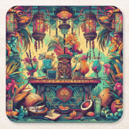 Porta-copo De Papel Quadrado Páscoa de bebidas de cultura de Tiki 07
