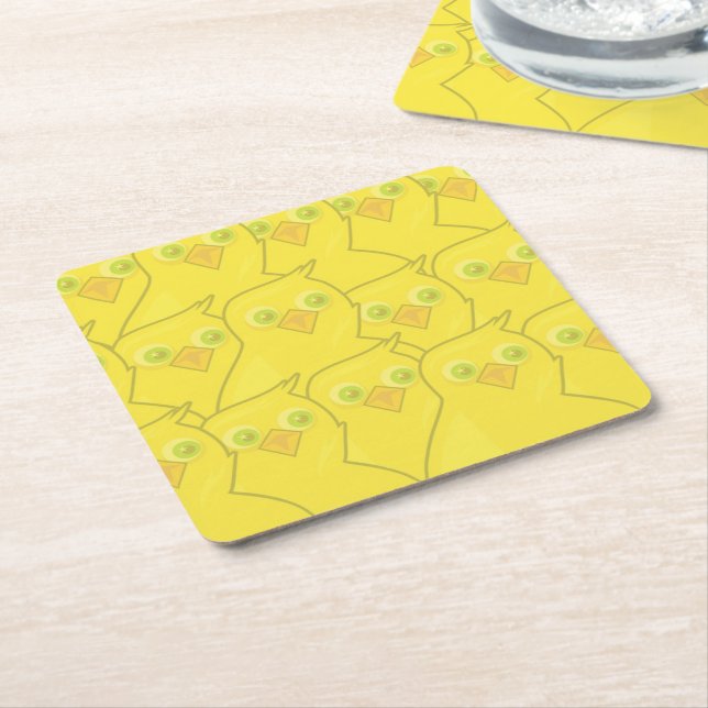Porta-copo De Papel Quadrado Páscoa Frangos Bright Yellow Cartoon Patterno (Inclinado)