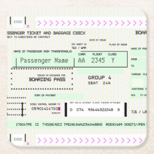 Porta-copo De Papel Quadrado Passagem de embarque customizável