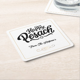 Porta-copo De Papel Quadrado Passagem feliz | Preto e branco tradicionais simpl
