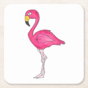 Porta-copo De Papel Quadrado Pássaro Flamingo Quente Rosa de Paraíso Tropical