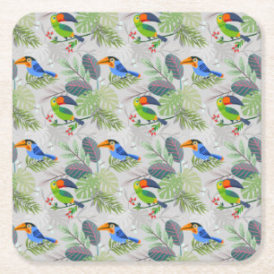 Porta-copo De Papel Quadrado Pássaro tucano bonito, padrão de todas as aves, aq