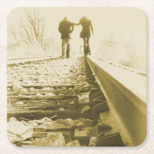 Porta-copo De Papel Quadrado Passear a mão dos trilhos - Porta copos