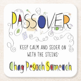 Porta-copo De Papel Quadrado Passover Chag Pesach Sameach Square Paper Porta co
