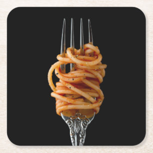 Porta-copo De Papel Quadrado Pasta cuspiu em um garfo, Comida espaguete