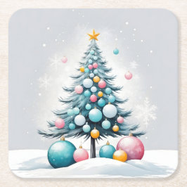 Porta-copo De Papel Quadrado Pastel Christmas Oversized Blue Pink Ornament