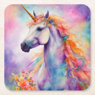 Porta-copo De Papel Quadrado Pastel Color Unicorn
