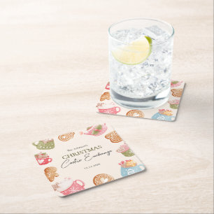 Porta-copo De Papel Quadrado Pastel Playful Natal Cookie Exchange Party