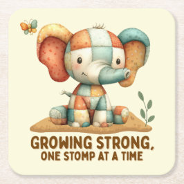 Porta-copo De Papel Quadrado Patchwork Elephant “Growing Strong