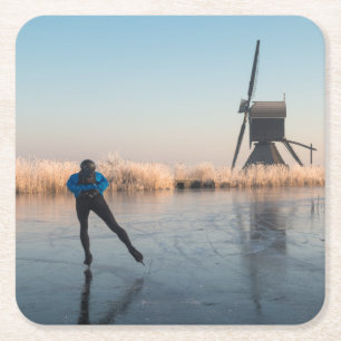 Porta-copo De Papel Quadrado Patinagem no gelo após o moinho de vento e a port