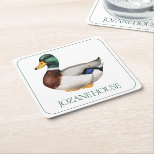 Porta-copo De Papel Quadrado Pato Mallard de pré-disquete personalizado