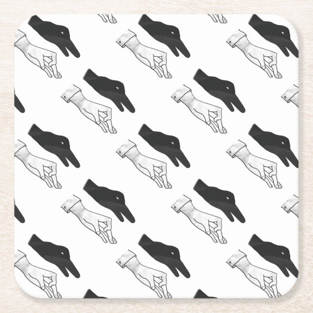 Porta-copo De Papel Quadrado Pato Silhouette Mão (Frente)