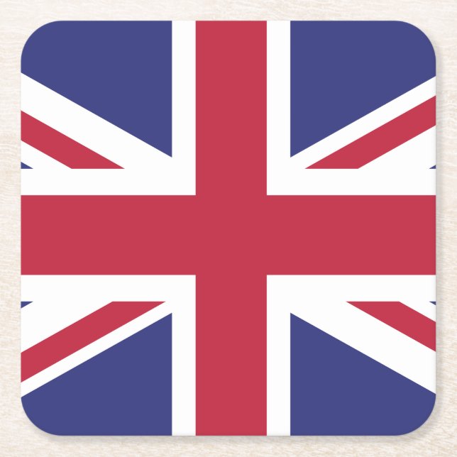 Porta-copo De Papel Quadrado Patriotic United Kingdom Flag (Frente)