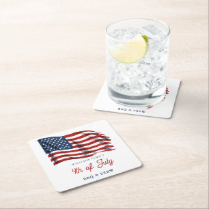 Porta-copo De Papel Quadrado Patriótica Americana Sinalizador 4 de julho Reuniã