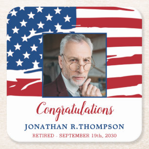 Porta-copo De Papel Quadrado Patriótica de Bandeira Americana de Reforma Milit