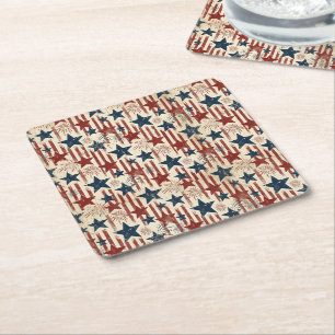 Porta-copo De Papel Quadrado Patriótico 4 de Julho, Estrelas Listras, Americana