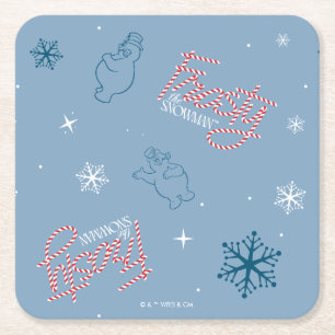 Porta-copo De Papel Quadrado Patterno de Neve Azul Snowman