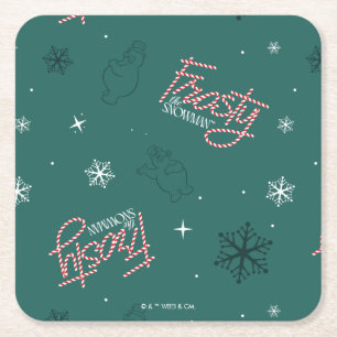 Porta-copo De Papel Quadrado Patterno de Neve Verde Snowman Frosty