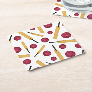 Porta-copo De Papel Quadrado Patternos e bolas do jogador de críquete