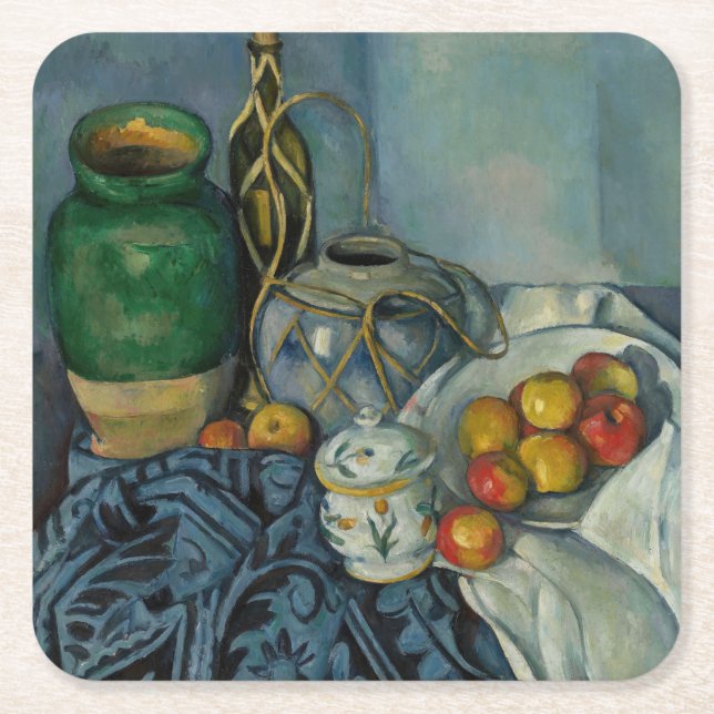 Porta-copo De Papel Quadrado Paul Cezanne - A Vida Estática com Maçãs (Frente)
