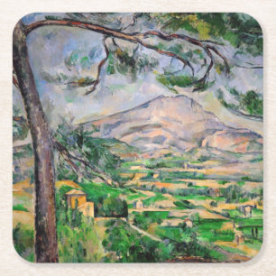 Porta-copo De Papel Quadrado Paul Cezanne - Mont Sainte-Victoire e pinheiro Gra