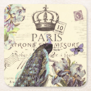 Porta-copo De Papel Quadrado pavão Real Paris