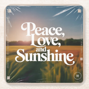 Porta-copo De Papel Quadrado Paz, Amor E Luz Do Sol