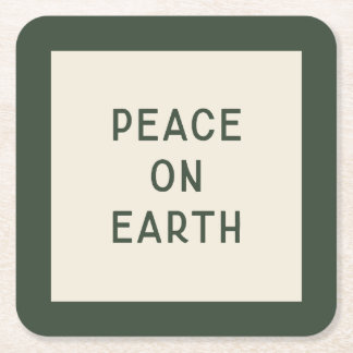 Porta-copo De Papel Quadrado Paz na Terra | Tipografia de Natal minimalista