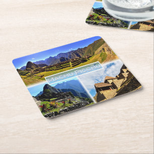 Porta-copo De Papel Quadrado PE Machu Picchu -