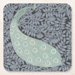 Porta-copo De Papel Quadrado Peacock Art Nouveau Bird Classic