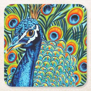 Porta-copo De Papel Quadrado Peacock I Plumado
