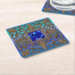 Porta-copo De Papel Quadrado Peacock Jewel