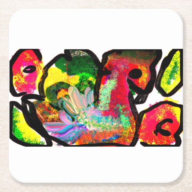 Porta-copo De Papel Quadrado Peacock primavera art (Frente)