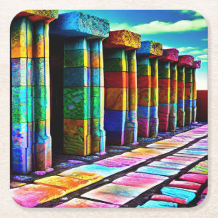 Porta-copo De Papel Quadrado Pedras Psicodélicas