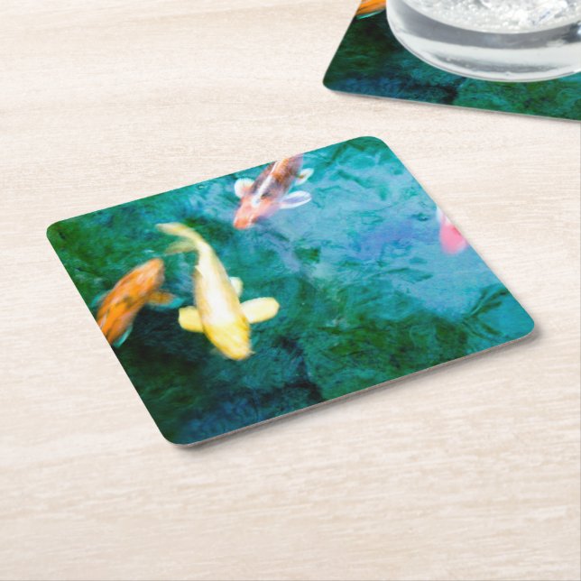 Porta-copo De Papel Quadrado Peixe Koi  (Inclinado)