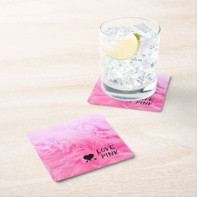 Porta-copo De Papel Quadrado Peles finas de Felpudo Rosa Quente (Insitu)