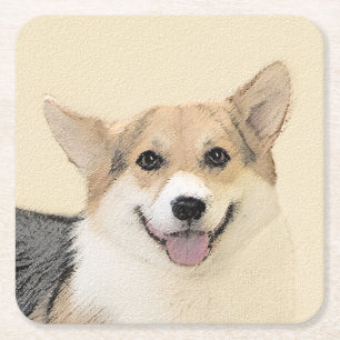 Porta-copo De Papel Quadrado Pembroke Welsh Corgi - Pintura Original para Cacho