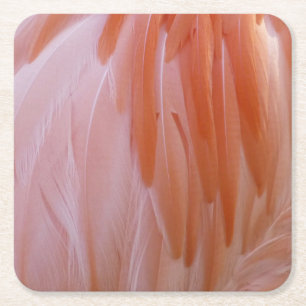 Porta-copo De Papel Quadrado Penas de Flamingo em Tons de Rosa