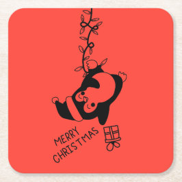 Porta-copo De Papel Quadrado Penguine distributing christmas gifts