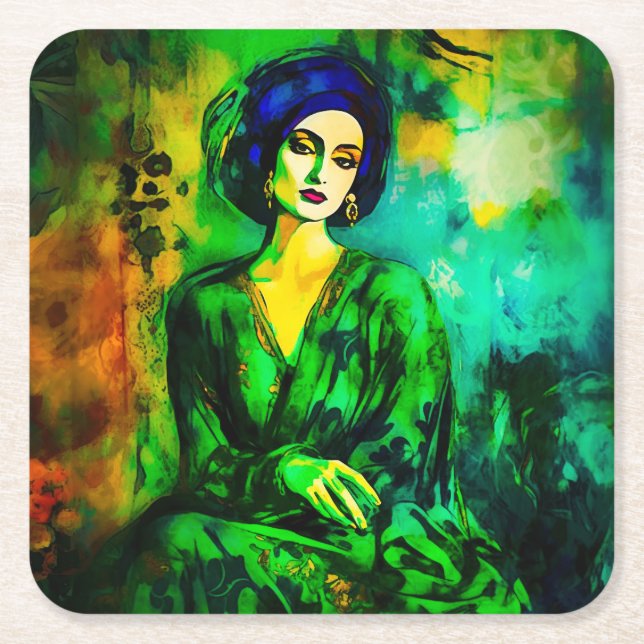 Porta-copo De Papel Quadrado Pensamentos profundos (Frente)