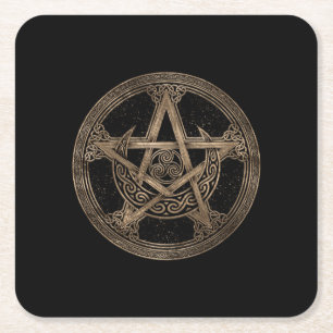 Porta-copo De Papel Quadrado Pentagram Triskelion Moon