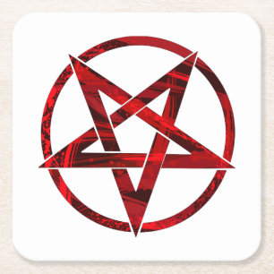 Porta-copo De Papel Quadrado Pentagrama do diabo vermelho