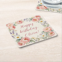 Pente de Aniversário Feliz Floral Personalizado