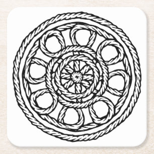 Porta-copo De Papel Quadrado Penteado trançado preto e branco