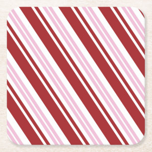 Porta-copo De Papel Quadrado Pepperminta Vermelha e Rosa