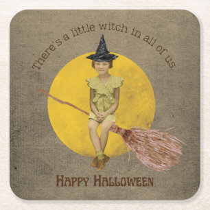 Porta-copo De Papel Quadrado Pequena Bruxa Em Todos Nós Halloween 