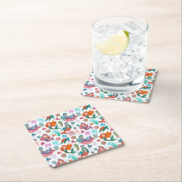 Porta-copo De Papel Quadrado Pequena Sereia Papel de Aniversário Napkin